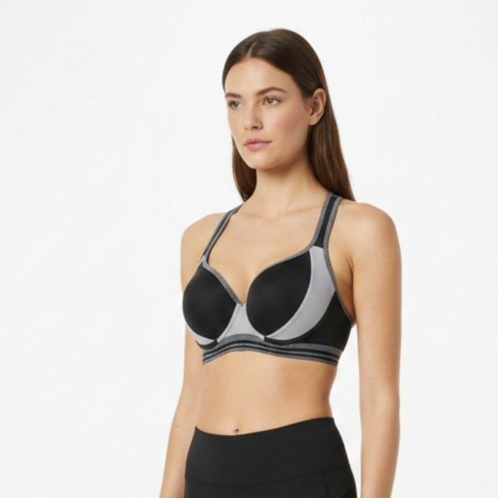 On Gossamer Gray & Black Contour Underwire Sport Athletic Bra 32C